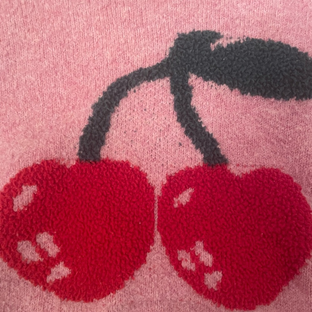 Dreamers Cherry Pattern Pink Sweater - Picture 3 of 4
